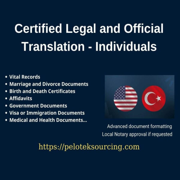Certified Translation English to Turkish-individuals